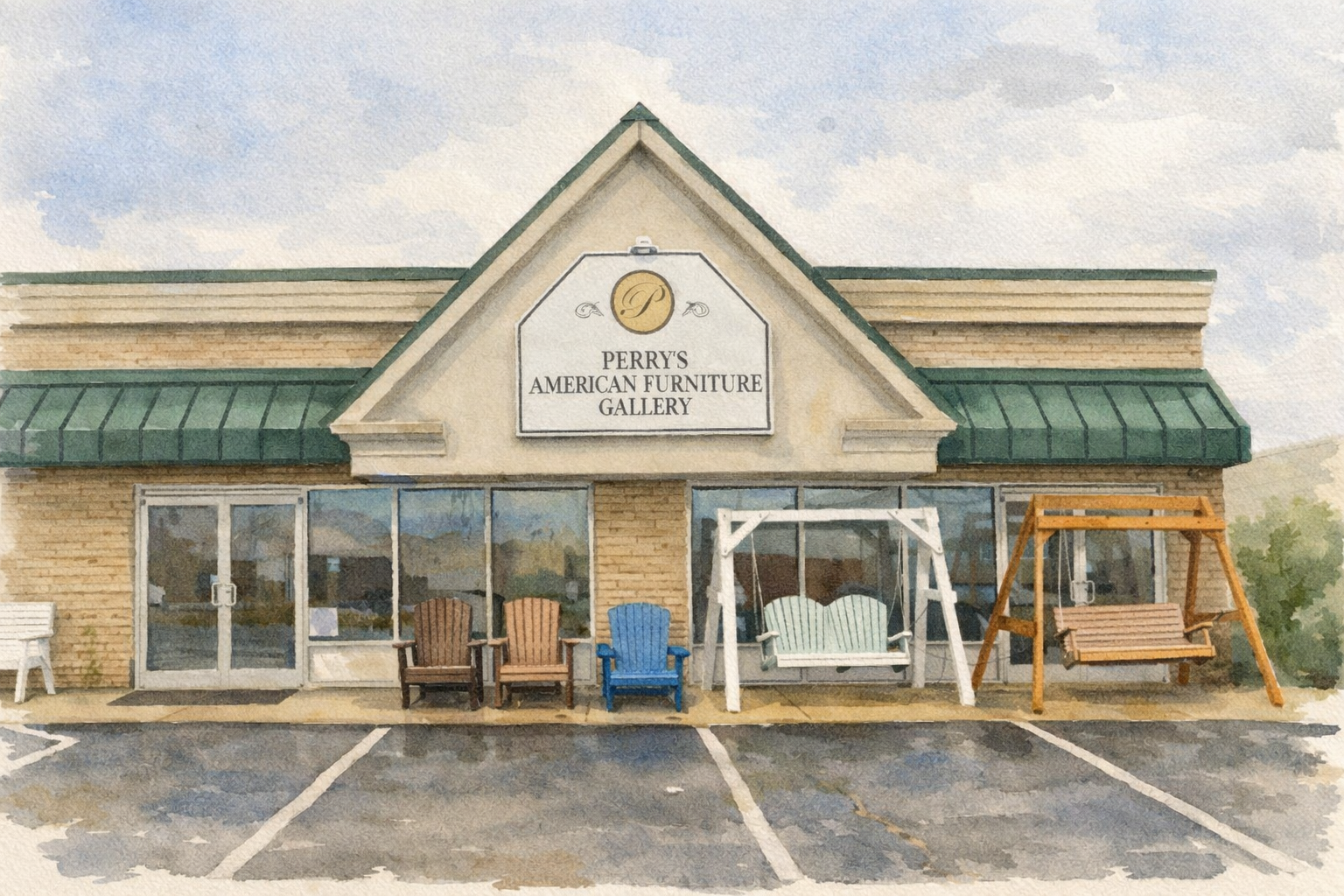 Perry's American Furniture Gallery showroom exterior in Lexington, Kentucky